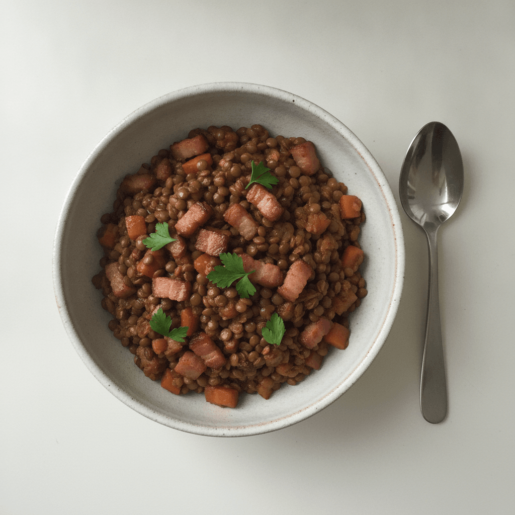 Lentilles aux lardons au Thermomix